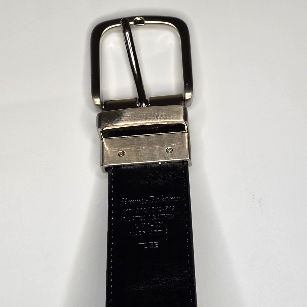 Tommy Bahama Mens 38 Leather Reversible Belt Brown Black Silver Buckle - Picture 7 of 9
